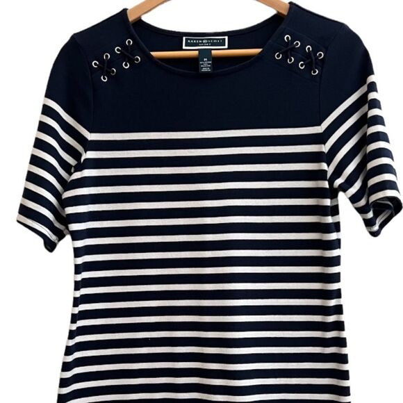 Nautical Knit Navy & White striped shirt dress, Size Medium women. Nearly new! - Picture 5 of 10